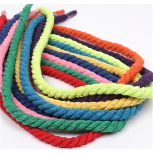 New 12mm 100% Cotton 3 Shares Twisted Cotton Cords DIY Craft Decoration Rope Cotton Cord for Bag Drawstring Belt 15 Colors