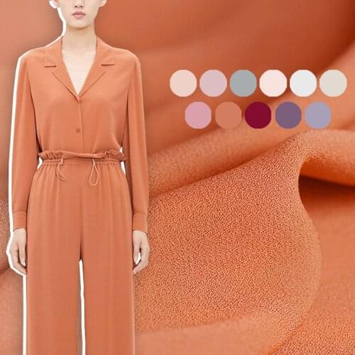 102CM Wide 19MM Solid Color White Pink Red Silk Crepe Fabric for Summer Spring Dress Shirt Cheongsam Pants Suit DE1400