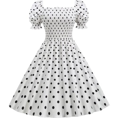 Retro Polka Dot Print Party Dresses For Women Summer Bohemian Beach Sundress Elegant A Line High Waist Long Dress Vestidos Mujer