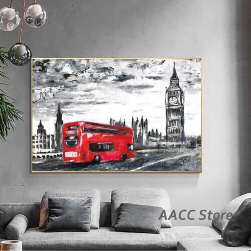 Print Oil Painting Street View of London Canvas Painting Wall Art Poster and Print Picture for Scandinavian Hoom One Piece Decor