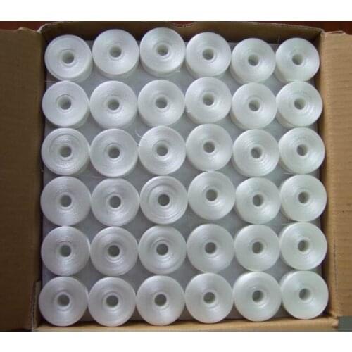 Size L pre-wound bobbin thread + white polyester filament embroidery sewing thread