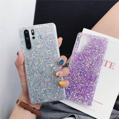 Luxury Glitter Bling Phone Case For Huawei P40 P30 P20 Lite Pro Mate 30 20 Pro Lite Soft Epoxy Bright Shiny Back Cover