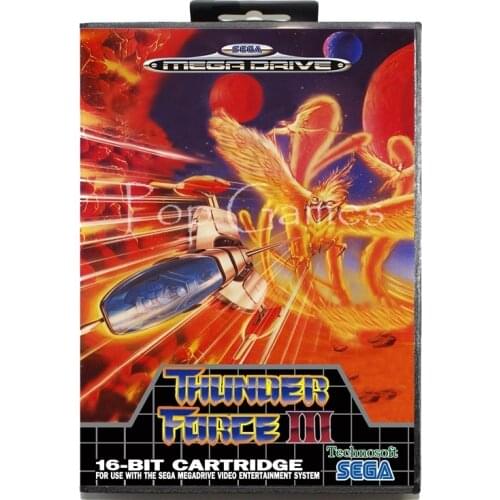 Thunder Force 3 with Box for 16 bit Sega MD Game Card for Mega Drive for Genesis Video Console