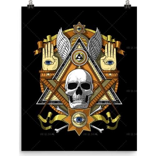 Modern Home Decor Poster Nordic Abstract Masonic Skull HD Wall Art Canvas Painting Art Poster Print Wall Picture For Living Room