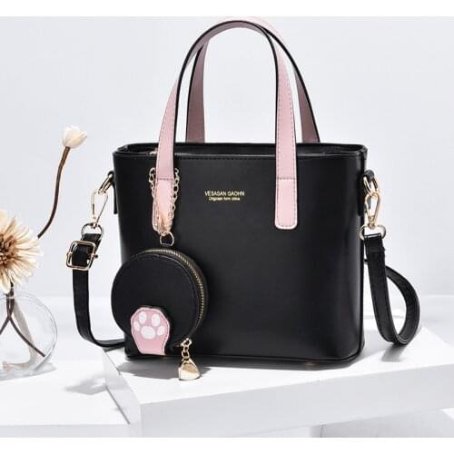 Wriufred Bag female new trendy fashion cat paw mother-and-child handbag embroidery printing ladies one-shoulder crossbody bags