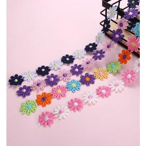 1Yard Ins Polyester Fabric Daisy Flower Ribbon Trim Knitting Wedding Embroidered Diy Handmade Patchwork Sewing Supplies Crafts