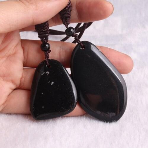 12pcs Factory wholesale Real Black Obsidian Necklace Irregular Shaped Hot Sale Natural Stone Pendants Charms Jewelry Necklaces