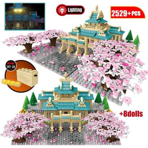 2529PCS City Street View Tree House Cherry Blossom Season Building Blocks Architecture Bricks Toys for Girls Children Gift