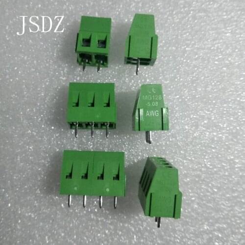 50PCS/LOT MG128-2P/3P/4P/5P/6P Splicing, screw type PCB spacing 5.08 connector terminals, terminal Green KF128 green Copper foot