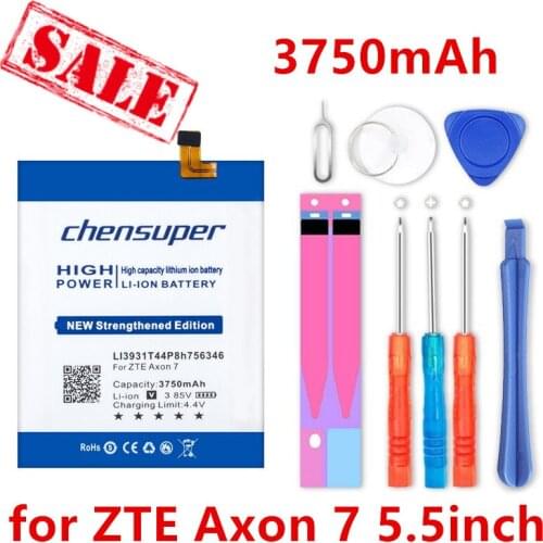 Chensuper 3750mAh LI3931T44P8h756346 Battery For ZTE Axon 7 5.5inch A2017 Smart Phone Batteries+Tracking Number Gift tools