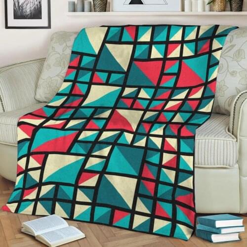 Abstract Geometric Pattern 3D Printed Velvet Plush Throw Fleece Blanket Bedspread Sherpa Blanket Home Decora
