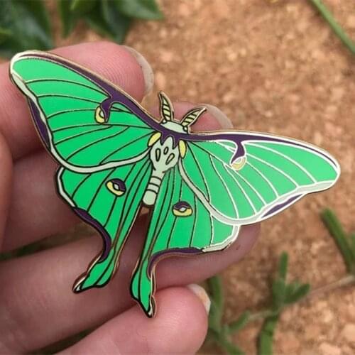 Luna Moth Lunar Butterfly Enamel Brooch Pins Badge Lapel Pins Brooches Alloy Metal Fashion Jewelry Accessories