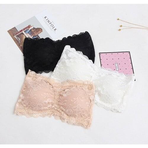 Hot Lace Sexy Tube Top Three-breasted Underwear Anti-glare Elastic Gathering Bralette Padded Top Push Up Ladies Lingerie