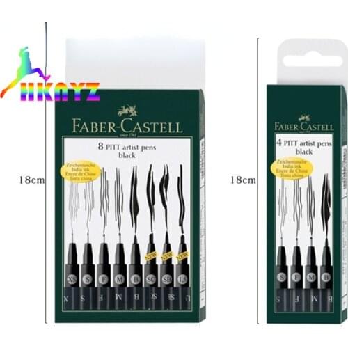 1sets Faber-Castell Pitt Artist Pen black Manga Detail Nibs Art Brush Marker Waterproof Pigma Micron Fine Line Set 01 03 05 07