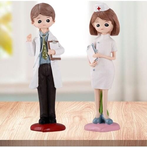 Creative Resin Doctor Nurse Model Ornament Artificial Craft Figurine Statue Household Sculpture Handicraft Home Desktop Decor