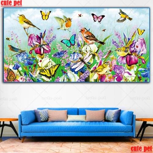 Square Drill 5d Diy Diamond Painting Cross Stitch Butterfly flowers bird Daimond Mosaic Embroidery Paintings Decor puzzle large