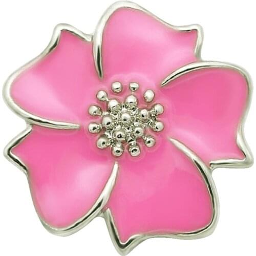 Fashion beauty Elegant Pink Oil Flower 20MM metal snap buttons charms fit DIY 18mm snap jewelry wholesale kz3314