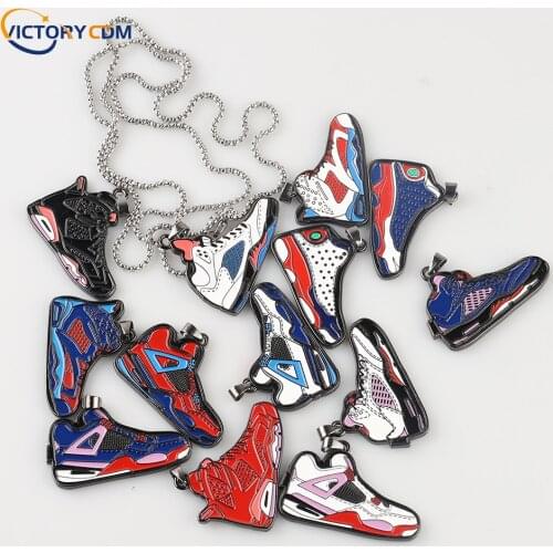 Fashion Sneakers Keychain Keyring Lanyard Metal Sports Shoes Decorative Pendant Double Sided