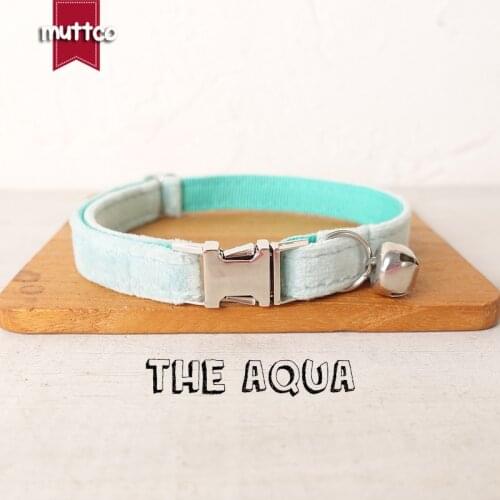 MUTTCO Retailing nice self-design personalized cat collars THE AQUA handmade collar 2 sizes UCC111