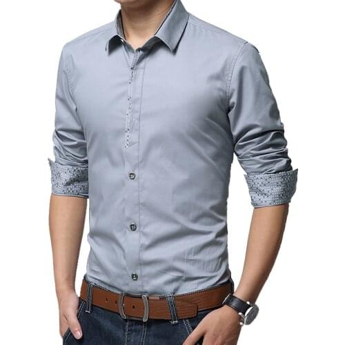 BROWON Shirts Men Dress Long Sleeve Turn-down Collar Solid Color Social Shirt Business Man Shirts High Quality Plus Size 5XL