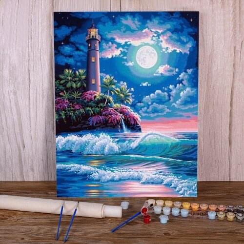 Landscape Lighthouse Paint By Numbers Package Oil Paints 40*50 Oil Painting Wall Paintings Adults Drawing