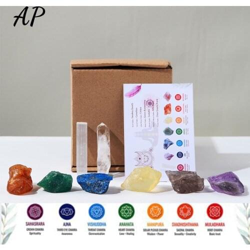 A Set Natural Crystal Mineral Stone Selenite Crystal Wand Seven Chakras Therapy Stone For Collection Decoration