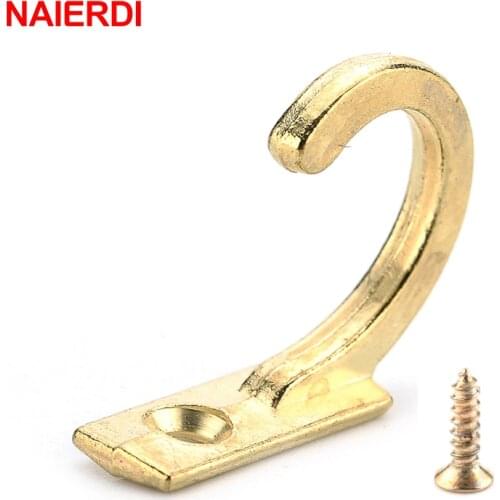 NAIERDI 10PCS Small Antique Hooks Wall Hanger Curved Buckle Horn Lock Clasp Hook For Wooden Jewelry Box Furniture Hardware