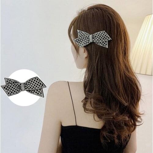 New Bowknot Hairpin 2020 Korean Style Female Luxury Vintage Rhinestone Inlay Butterfly Knot Handmade Elegant Hair Accessories