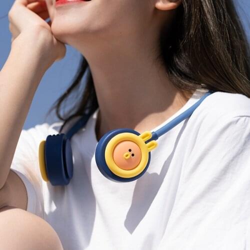 Creative New Product Leafless Hanging Neck Fan USB Charging Mini Cute Student Folding Lazy Hanging Neck Fan Refreshing Summer