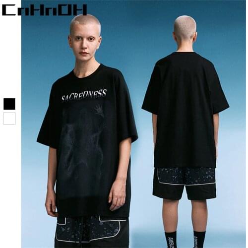 CnHnOH new arrival spring and summer tide brand t-shirt dark style loose high street ins shirt short-sleeved male 9808