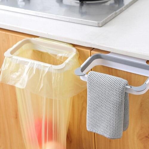 Portable Kitchen Cupboard Back Trash Bag Rack Door Garbage Bag Holder Hanging Kitchen Cabinet Hanging Trash Rack kitchen Tools