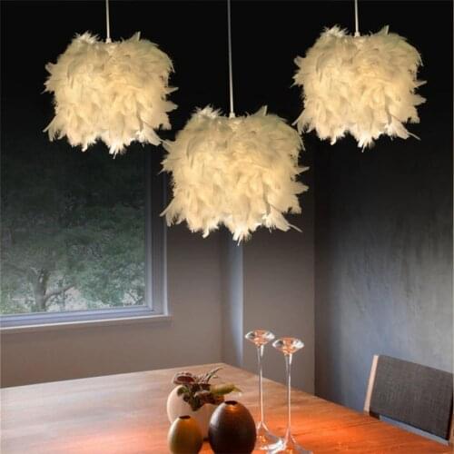 Modern Pendant Lights Feather Lamp Nordic Hanging Lights Goose Feather Chandeliers For Bedroom Living Room Bedside Led Droplight