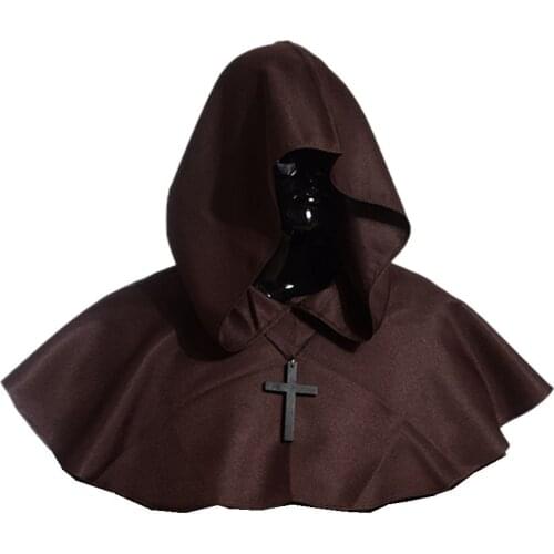 Medieval Cosplay Hooded Capelet Mantle Halloween Wicca Pagan Cosplay Accessory Vintage Cowl Hat