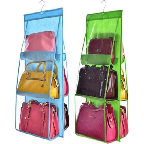 Wituse Large Capacity Hanging Purse Organizer Rack Storage Bag For Closet 6 Pockets Foldable Handbag Purse Storage Bag