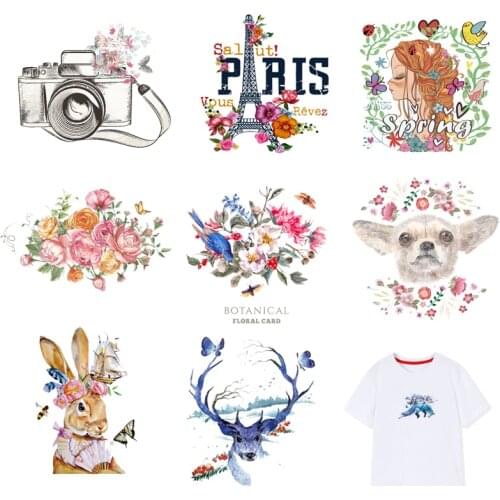 Iron-on Transfers for Clothing Patches Clorhing Stickers Stripe Dress Diy Flower Patch Vinyle Adhesive Flex Fusible Transfer I