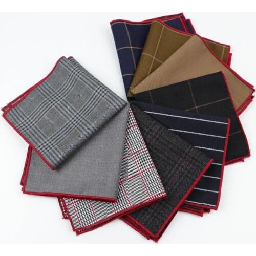 High Quality Handkerchief Scarves Vintage Fabric Of Business Suit Hankies Mens Pocket Square Handkerchiefs Wool Cotton 25*25cm
