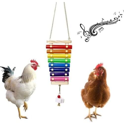 Hanging Chicken Sound Toys Birds Hens Rooster Pecking Xylophone Toy Suspensible Wooden Coop Decoration Cage Accessories