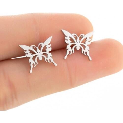Hollow Out Butterfly Earring Stainless Steel Bijoux Femme Gold Color Pendientes Fashin Animal Earrings For Women