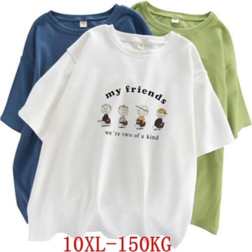 Large size womens T-shirt plus size 7XL 8XL 9XL 10XL summer round neck short sleeve loose black and white red big T-shirt top