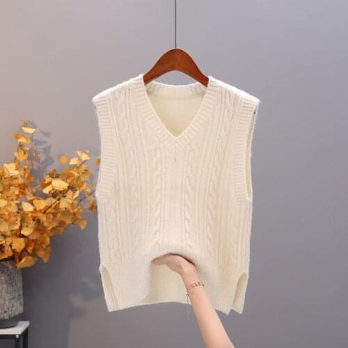 Woman Jacket Vest Autumn and Winter Knitted Vest Womens Short Sleeveless Sweater Coat Chaleco Mujer
