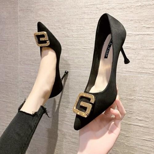 2021 New Summer Fashion Rhinestone Shoes for Women Pointed Toe Woman Pumps High Heels Office Career Mules Hot Selling Heels