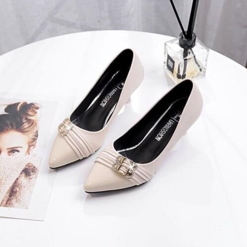 Fashion professional shallow mouth single shoes female With round head slip black thick high heel ol work female shoes U14-63
