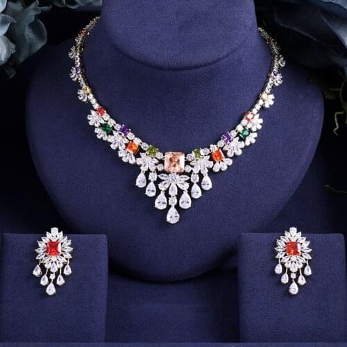 Jankelly luxury 2pcs Bridal Zirconia Jewelry Sets For Women Party, Luxury Dubai Nigeria CZ Crystal Wedding Jewelry Sets
