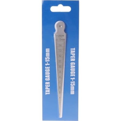1-15mm Stainless Steel Taper Gauge Feeler Gap Hole Metric Inch Measuring Tool