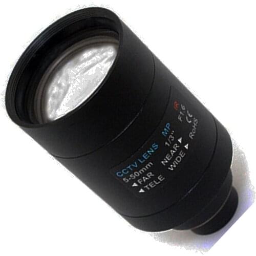 1/3" 5-50mm CCTV Lens MP IR F1.6 Aperture M14 MTV Focal Manual Iris for Security IP Camera lens 50mm lens