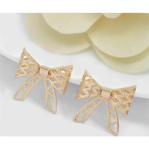 6PCS 20x20MM 24K Champagne Gold Color Plated Brass Grid Bow Charms Pendants High Quality Diy Jewelry Accessories