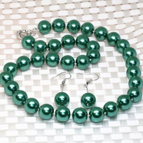 17 style multicolor jewelry set for women simulated-pearl shell bake paint glass 12mm round beads necklace earrings 18inch B2317