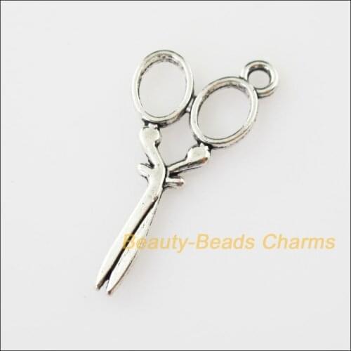 30 New Scissors Charms Tibetan Silver Tone Tool Pendants 14x29mm