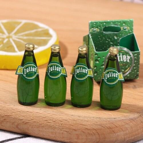 4pcs 1:12 Scale Dollhouse Mineral Water bottle Miniature Toy Food Kitchen Accessories Pretend Play Toy