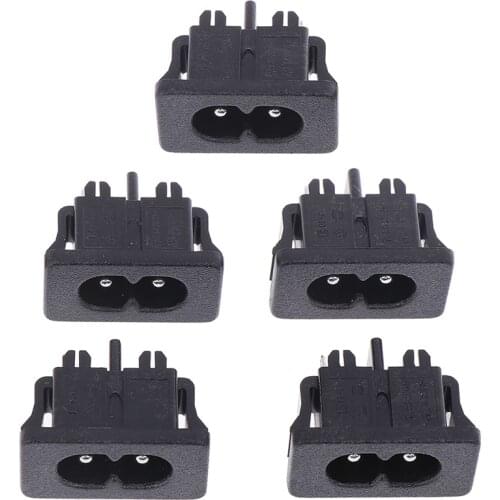 5pcs AC250V 2.5A 5pcs 2Pin IEC 320 C8 Screw Mount Inlet Plug Socket